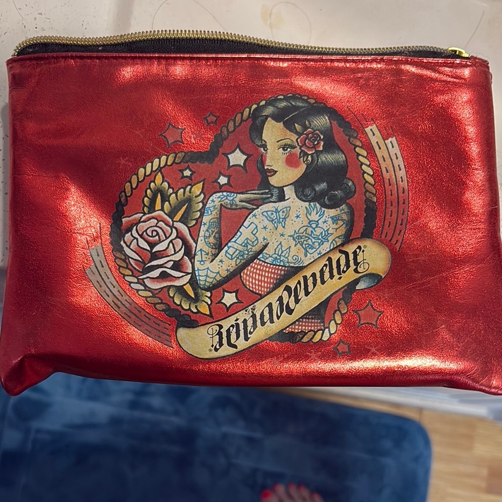 Red Tattoo Art Cosmetic Bag